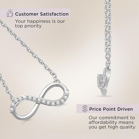 Jewelili 10K Yellow Gold 1/10 Cttw Natural White Round Diamond Infinity Pendant Necklace, 18" Gold filed Rope Chain in Saudi Arabia