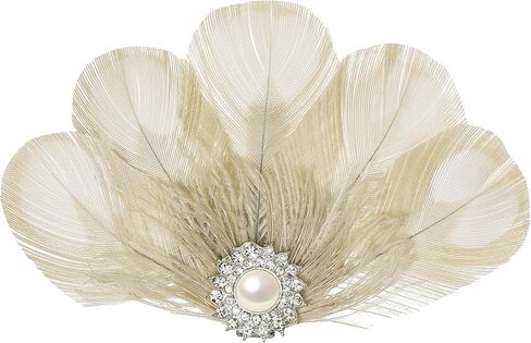 Babeyond Peacock Feather Hair Clip Peacock Fascinator مع أحجار الراين Roaring 20s Peacock Flapper Fascinator 1920s in Kuwait
