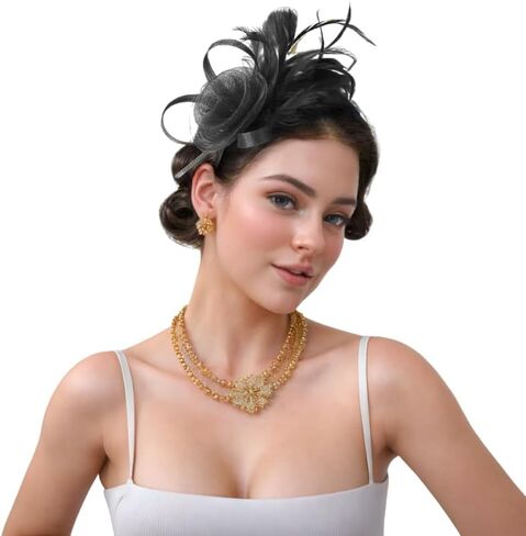 Fascinators Hats 20s 50s Pillbox Hat Tulle Fascinators for Women Tea Party Headband Clip Hat Wedding Cocktail Headwear in Saudi Arabia