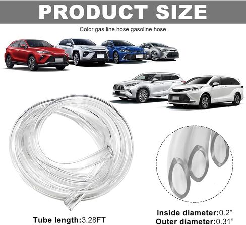 Colorful Fuel Line Hose Tube, 3.28 Feet Flexible Silicone Petrol Fuel Line Hose Repleacment for Small Engine, Universal Gas Oil Tube Pipe for Motorcycle Dirt Pit Bike ATV (White) in Saudi Arabia