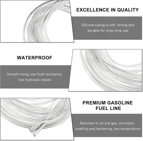 Colorful Fuel Line Hose Tube, 3.28 Feet Flexible Silicone Petrol Fuel Line Hose Repleacment for Small Engine, Universal Gas Oil Tube Pipe for Motorcycle Dirt Pit Bike ATV (White) in Saudi Arabia