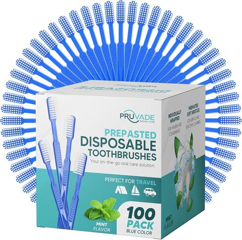 150 Pack Disposable Toothbrushes with Toothpaste, Built in | Prepasted Toothbrushes Individually Wrapped | Single Use Waterless Tooth Brush Soft Bristles for Airbnb, Hotel, Camping, Travel in Saudi Arabia
