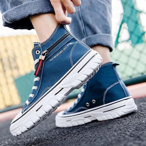 Men's High Top Canvas Shoes Walking Shoes for Men Comfort Fashion Casual Skate Sneakers with Soft Out-Sole in Kuwait