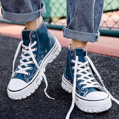 Men's High Top Canvas Shoes Walking Shoes for Men Comfort Fashion Casual Skate Sneakers with Soft Out-Sole in Kuwait