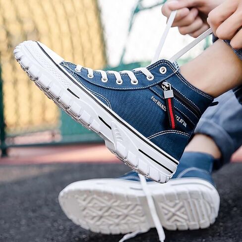 Men's High Top Canvas Shoes Walking Shoes for Men Comfort Fashion Casual Skate Sneakers with Soft Out-Sole in Kuwait