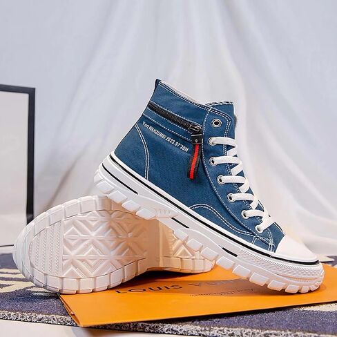 Men's High Top Canvas Shoes Walking Shoes for Men Comfort Fashion Casual Skate Sneakers with Soft Out-Sole in Kuwait