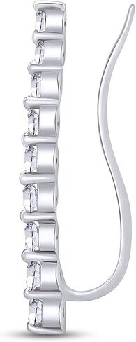 AFFY Floating Curved Bar One Piece Left Ear Crawler Earrings In White Gold Over Sterling Silver in Saudi Arabia