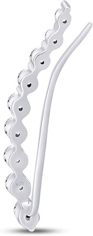 AFFY Floating Curved Bar One Piece Left Ear Crawler Earrings In White Gold Over Sterling Silver in Saudi Arabia
