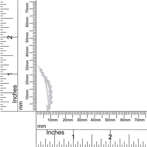 AFFY Floating Curved Bar One Piece Left Ear Crawler Earrings In White Gold Over Sterling Silver in Saudi Arabia