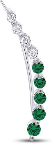 AFFY Floating Curved Bar One Piece Left Ear Crawler Earrings In White Gold Over Sterling Silver in Saudi Arabia
