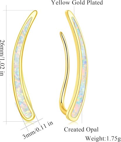 CiNily Opal Earrings, Ear Cuffs Climber Earrings for Women Hypoallergenic, 14K Gold Plated Cartilage Studs Crawler Stud Ear Rings Dainty Trendy Jewelry Fashion Ear Ring Birthday Gift for Her in Kuwait