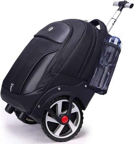 Waterproof Rolling Backpack, Backpack with Wheels for Business and Travel Commuter, Carry on Backpack with Laptop Compartment for Women and Men Adult (Black, 20inch) in Kuwait