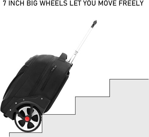 Waterproof Rolling Backpack, Backpack with Wheels for Business and Travel Commuter, Carry on Backpack with Laptop Compartment for Women and Men Adult (Black, 20inch) in Kuwait