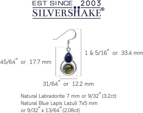 Silvershake Genuine Cabochon Stones 925 Sterling Silver Contemporary Geometric Earrings Pendant Jewelry for Women in Saudi Arabia