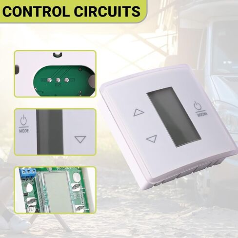 نسخة محدثة من ترموستات الجدار RV ، 3316250.712 منطقة ترموستات RV AC - أسود ، ثلاث مناطق إدخال ، الإضاءة الخلفية الزرقاء الفاتحة الذاتي in Saudi Arabia