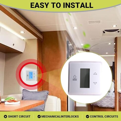 نسخة محدثة من ترموستات الجدار RV ، 3316250.712 منطقة ترموستات RV AC - أسود ، ثلاث مناطق إدخال ، الإضاءة الخلفية الزرقاء الفاتحة الذاتي in Saudi Arabia