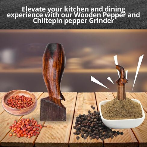 Wood Pepper Grinder – Kitchen Ironwood Wooden Mill, Size: Length - 4 inches, Width - 3.5 inches, Height - 4.5 inches. in Saudi Arabia