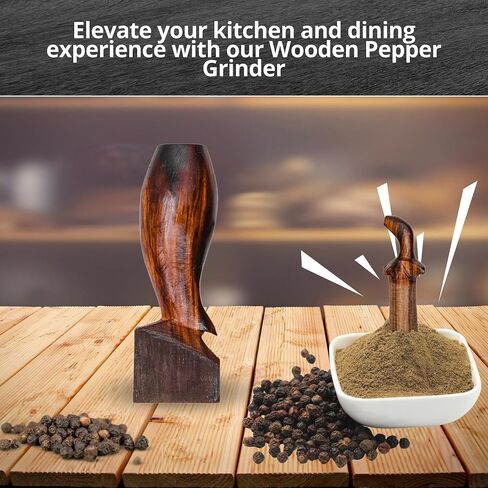 Wood Pepper Grinder – Kitchen Ironwood Wooden Mill, Size: Length - 4 inches, Width - 3.5 inches, Height - 4.5 inches. in Saudi Arabia