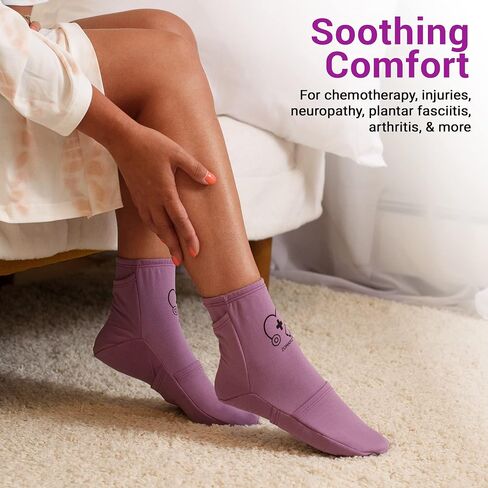 Zomaple Cold Therapy Socks for Women and Men - Perfect Ice Pack Cooling Socks for Plantar Fasciitis Feet, Neuropathy, Chemotherapy Recovery, Arthritis, Ankle & Heel Pain Relief (Lavender, Medium 7-11) in Kuwait