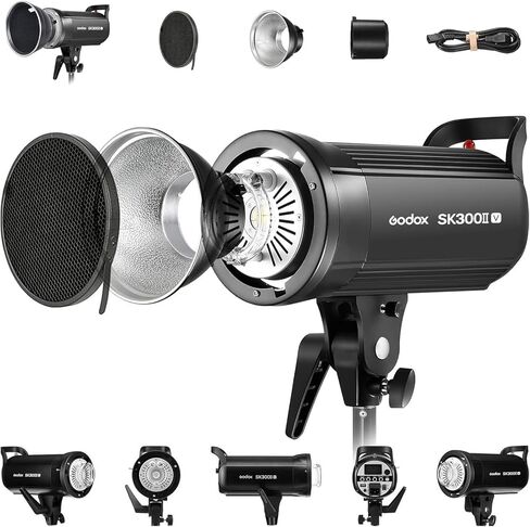 Godox SK400II-V SK400IIV 400Ws Photo Studio Strobe Flash Monolight Light مع عاكس ومجموعة شبكة 60 درجة، حامل بوينز، مصباح تشكيل LED 10 وات للاستوديو، التصوير، الموقع، التصوير الفوتوغرافي للصور 110 ~ 120 فولت in Kuwait