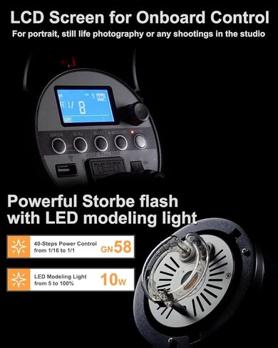 Godox SK400II-V SK400IIV 400Ws Photo Studio Strobe Flash Monolight Light مع عاكس ومجموعة شبكة 60 درجة، حامل بوينز، مصباح تشكيل LED 10 وات للاستوديو، التصوير، الموقع، التصوير الفوتوغرافي للصور 110 ~ 120 فولت in Kuwait