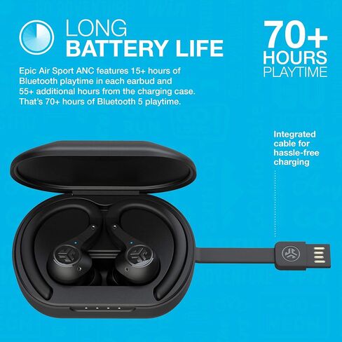 JLab Epic Sport ANC 3 True Wireless Bluetooth Earbuds for Active Workout, Hybrid Dual Drivers for Premium Sound, Hi-Res Audio, Spatial Audio, Acc, Sweatproof, 12+ Hours Playtime, Google Fast Pair in Saudi Arabia