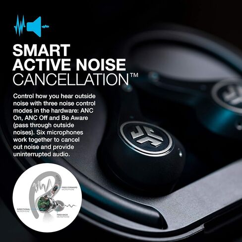 JLab Epic Sport ANC 3 True Wireless Bluetooth Earbuds for Active Workout, Hybrid Dual Drivers for Premium Sound, Hi-Res Audio, Spatial Audio, Acc, Sweatproof, 12+ Hours Playtime, Google Fast Pair in Saudi Arabia