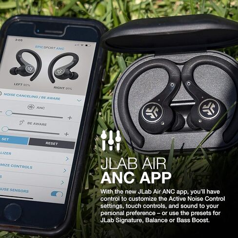 JLab Epic Sport ANC 3 True Wireless Bluetooth Earbuds for Active Workout, Hybrid Dual Drivers for Premium Sound, Hi-Res Audio, Spatial Audio, Acc, Sweatproof, 12+ Hours Playtime, Google Fast Pair in Saudi Arabia