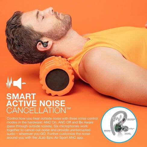 JLab Epic Sport ANC 3 True Wireless Bluetooth Earbuds for Active Workout, Hybrid Dual Drivers for Premium Sound, Hi-Res Audio, Spatial Audio, Acc, Sweatproof, 12+ Hours Playtime, Google Fast Pair in Saudi Arabia