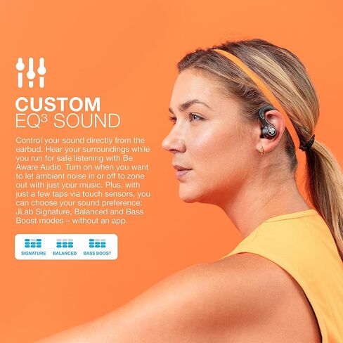 JLab Epic Sport ANC 3 True Wireless Bluetooth Earbuds for Active Workout, Hybrid Dual Drivers for Premium Sound, Hi-Res Audio, Spatial Audio, Acc, Sweatproof, 12+ Hours Playtime, Google Fast Pair in Saudi Arabia