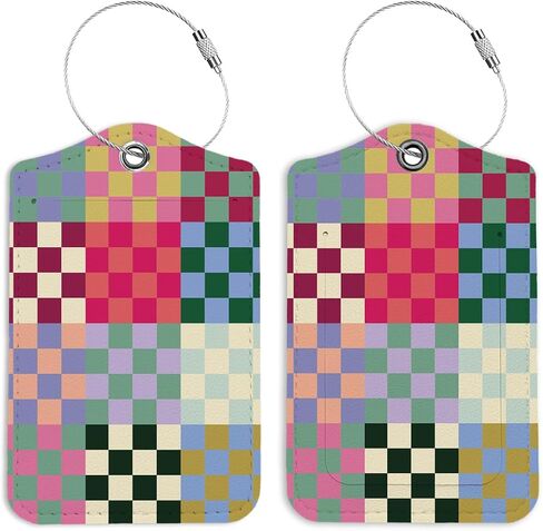 Preppy Color Grid Luggage Tags for Suitcases, Groovy Luggage Tag, Back to School for Students, Trendy Girly 2 Pack Travel Luggage Tags, Teen Girls Gifts Suitcase Tags in Saudi Arabia