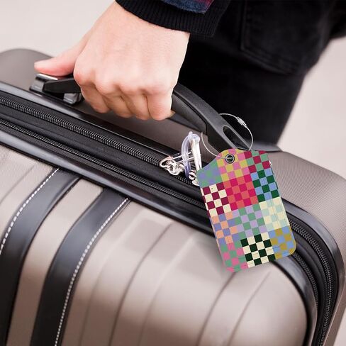 Preppy Color Grid Luggage Tags for Suitcases, Groovy Luggage Tag, Back to School for Students, Trendy Girly 2 Pack Travel Luggage Tags, Teen Girls Gifts Suitcase Tags in Saudi Arabia