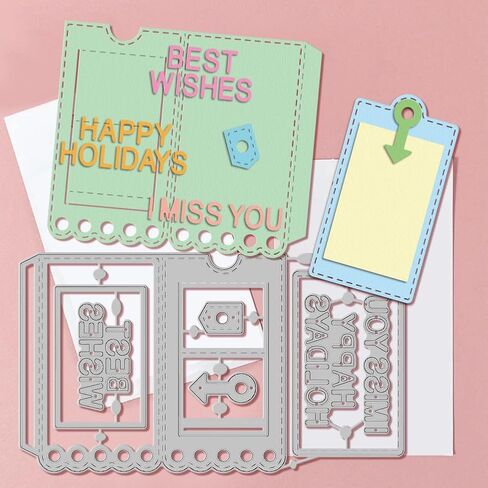 GLOBLELAND Plan Folder Pages Cutting Dies for DIY Scrapbooking Stitched Pocket Tag Metal Craft Tags Journals Planners Die Cuts Embossing Stencils Template for Paper Card Making Decoration Album in Kuwait