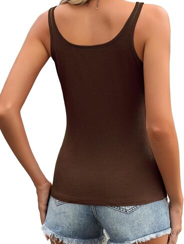 Zeagoo Womens Ribbed Tank Tops Square Neck Summer Tops Slim Fitted Spaghetti Strap Camisole Basic Sleeveless Layering Shirts in Saudi Arabia