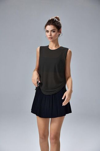 Altiland Ultra Light Slub تجريب Tank Top للمرأة ، جانب الرباط Ruched Treatable Tops Yoga Layering Tops in Kuwait