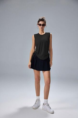 Altiland Ultra Light Slub تجريب Tank Top للمرأة ، جانب الرباط Ruched Treatable Tops Yoga Layering Tops in Kuwait