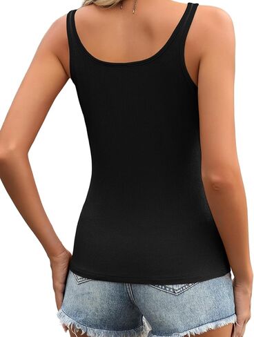 Zeagoo Womens Ribbed Tank Tops Square Neck Summer Tops Slim Fitted Spaghetti Strap Camisole Basic Sleeveless Layering Shirts in Saudi Arabia