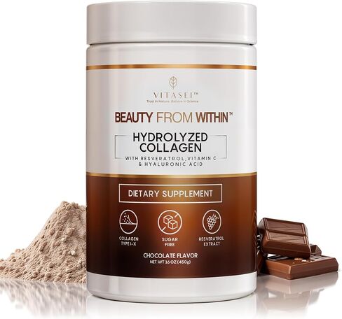 Hydrolyzed Collagen Peptides Powder with Vitamin C & Resveratrol - Hair, Skin and Nails Vitamins for Women & Men - Bone and Joint Supplement - Coconut Flavored - 16 oz in Kuwait