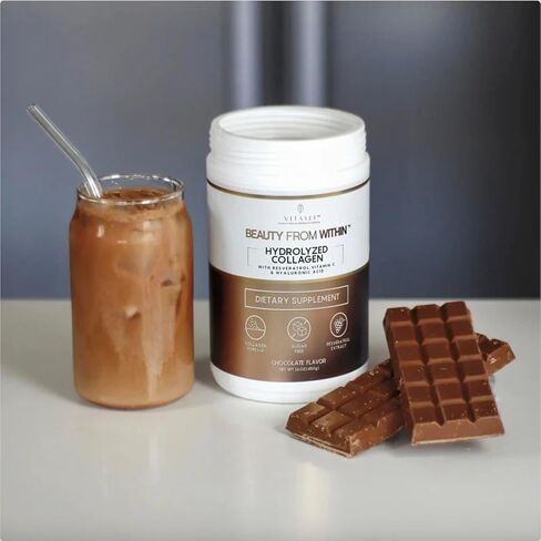 Hydrolyzed Collagen Peptides Powder with Vitamin C & Resveratrol - Hair, Skin and Nails Vitamins for Women & Men - Bone and Joint Supplement - Coconut Flavored - 16 oz in Kuwait