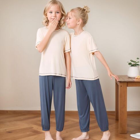 الأطفال القصيرة الأكمام Pajama مجموعة Viscose Boys Girls 2pcs PJ. in Kuwait