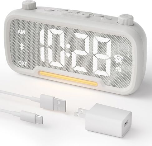 Alarm Clock Radio with Bluetooth Speaker, FM Radio, High Fidelity Sound, Bedside Clock with 2 Charging Ports, Adjustable Dimmer & Volume, Night Light, Auto-off Timer, Ideal for Bedroom and Home Office in Saudi Arabia