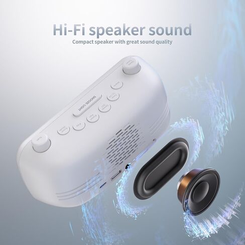 Alarm Clock Radio with Bluetooth Speaker, FM Radio, High Fidelity Sound, Bedside Clock with 2 Charging Ports, Adjustable Dimmer & Volume, Night Light, Auto-off Timer, Ideal for Bedroom and Home Office in Saudi Arabia