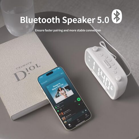 Alarm Clock Radio with Bluetooth Speaker, FM Radio, High Fidelity Sound, Bedside Clock with 2 Charging Ports, Adjustable Dimmer & Volume, Night Light, Auto-off Timer, Ideal for Bedroom and Home Office in Saudi Arabia