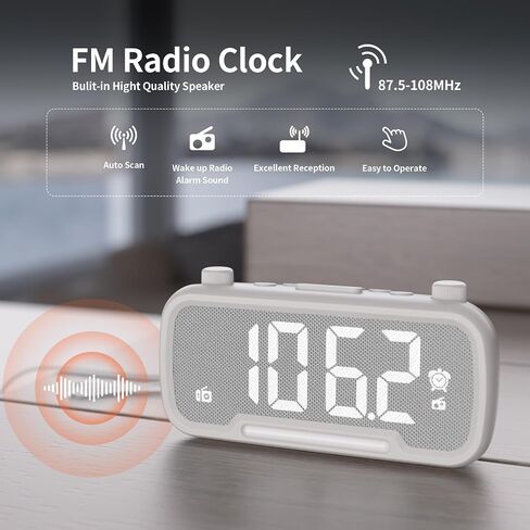Alarm Clock Radio with Bluetooth Speaker, FM Radio, High Fidelity Sound, Bedside Clock with 2 Charging Ports, Adjustable Dimmer & Volume, Night Light, Auto-off Timer, Ideal for Bedroom and Home Office in Saudi Arabia