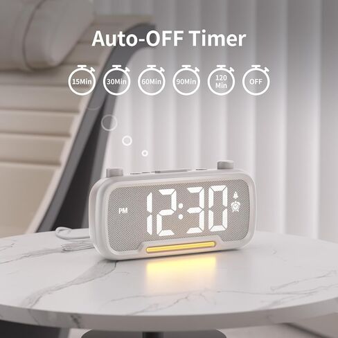 Alarm Clock Radio with Bluetooth Speaker, FM Radio, High Fidelity Sound, Bedside Clock with 2 Charging Ports, Adjustable Dimmer & Volume, Night Light, Auto-off Timer, Ideal for Bedroom and Home Office in Saudi Arabia