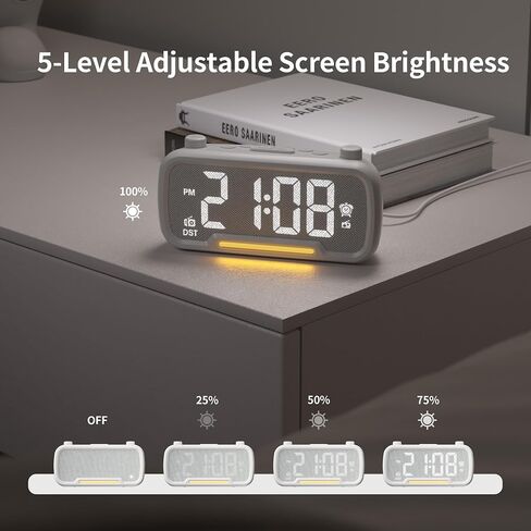 Alarm Clock Radio with Bluetooth Speaker, FM Radio, High Fidelity Sound, Bedside Clock with 2 Charging Ports, Adjustable Dimmer & Volume, Night Light, Auto-off Timer, Ideal for Bedroom and Home Office in Saudi Arabia