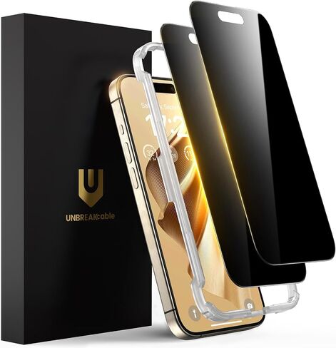 UNBREAKcable Privacy Screen Protector for iPhone 16 Pro Max, Full Coverage Shatterproof Tempered Glass [True 28°Anti Spy] [9H Hardness] [Installation Frame] Private Protector for iPhone 6.9"-2 Pack in Saudi Arabia