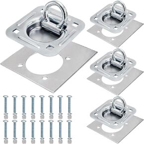 4 حزمة راحة D-Ring Tie أسفل طقم مرساة ، 6000 رطل السعة الشاقية مقطورة التعادل السفليات ، وسنانير سطح عالية القوة لتوصيلات الشحن الشاحنة المسطحة بيك آب