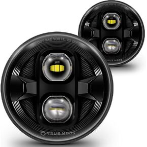TRUE MODS 7 Inch Round LED Headlights [DOT-Approved] H6024 2d1 Black High Low Sealed Beam Replacement for Jeep Wrangler JK JKU TJ LJ CJ Chevy Ford GMC Dodge TOYOTA Hummer Land Rover Mazda Nissan VW