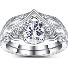 2 Carat(ctw) Pear-Cut Moissanite Engagement Rings Sets for Women,925 Sterling Silver Infinity Wedding Rings Sets,Bridal Ring Set for Anniversary Birthday